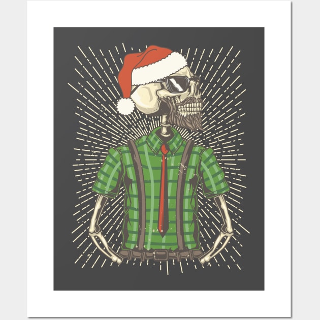 Happy Seasons - Hipster Santa Claus Skeleton Wall Art by EDDArt